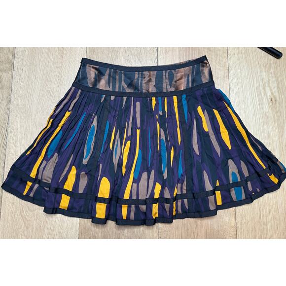 Diane von Furstenberg Multicolor Pleated Flowy Silk Mini Above The Knee Skirt - Picture 8 of 9